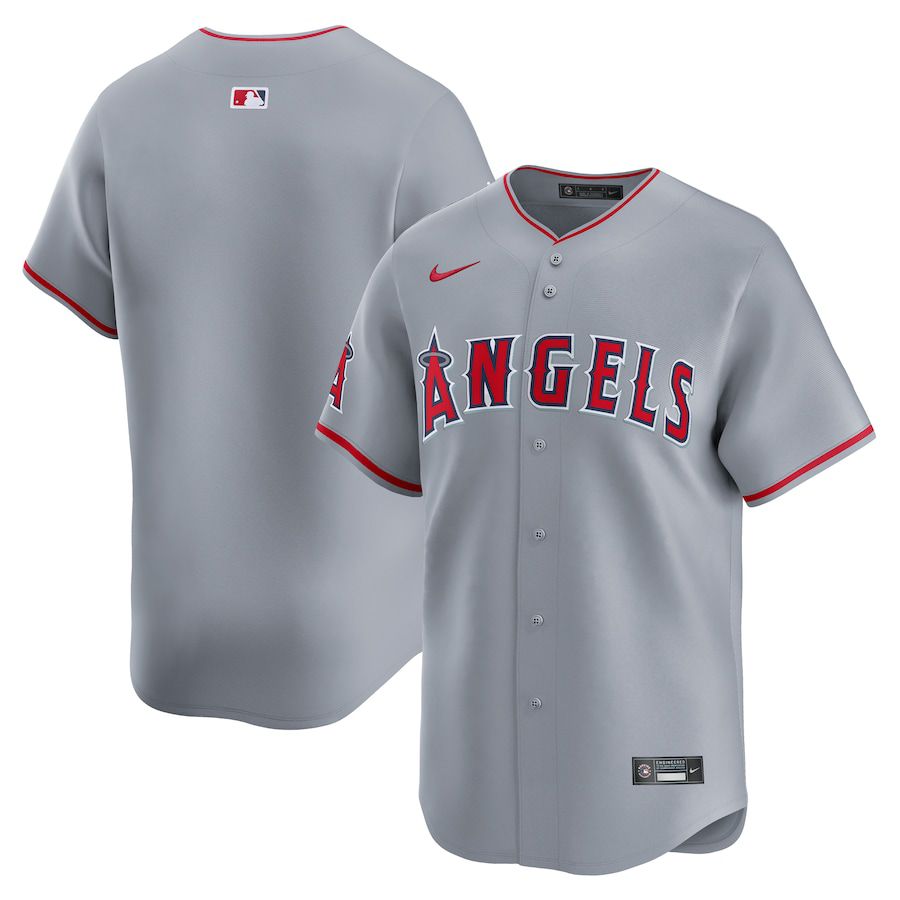 Men Los Angeles Angels Nike Gray Away Limited MLB Jersey->customized mlb jersey->Custom Jersey